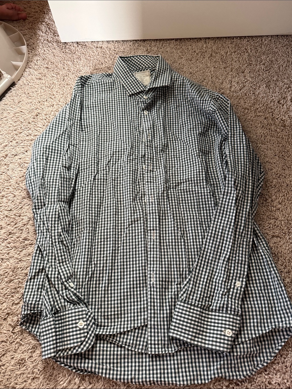 Billy Reid Black and White Gingham Dress Shirt